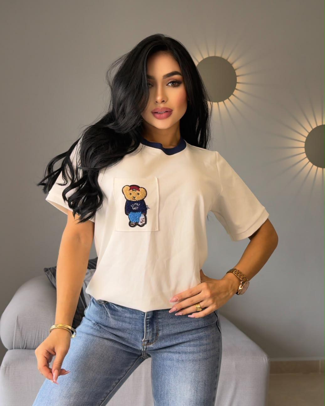 Camisa Bear Pocket